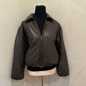 Future Collective Faux Leather Bomber Jacket XXS